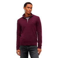 Tommy Jeans Mens Slim Essential Light 1/4 Zip Calypso Berry
