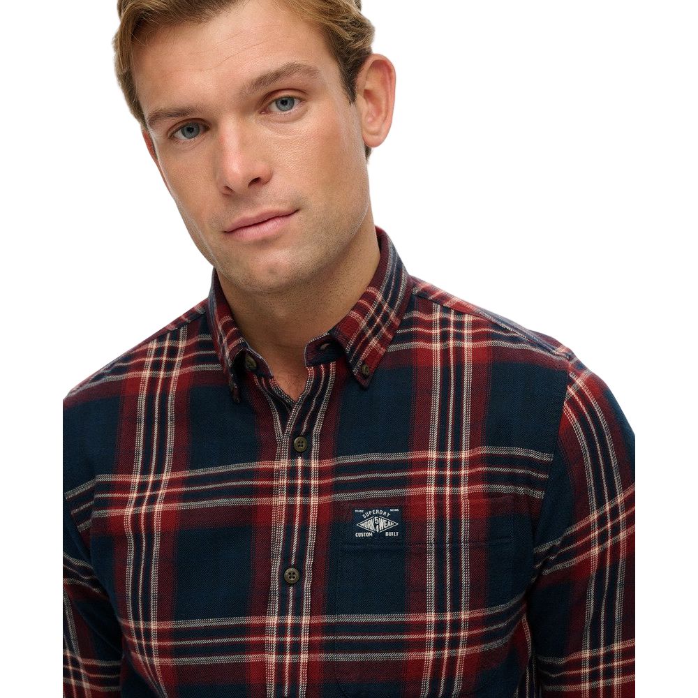 Superdry Mens Shirt L/S Cotton LumberJack Michigan Check Navy