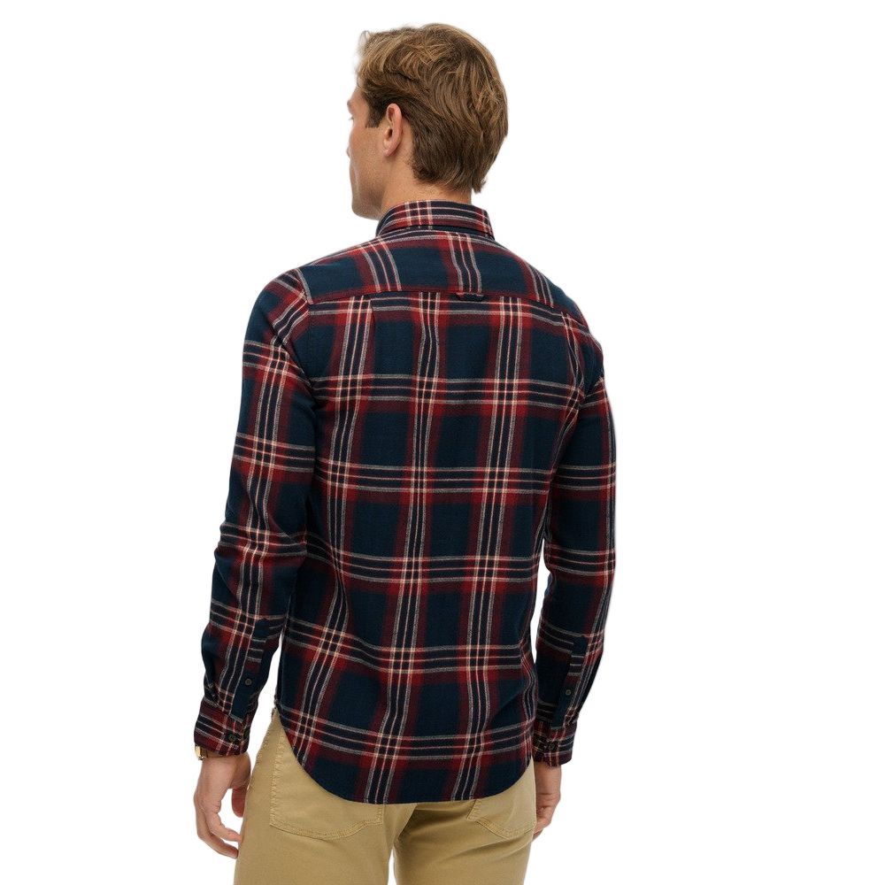 Superdry Mens Shirt L/S Cotton LumberJack Michigan Check Navy