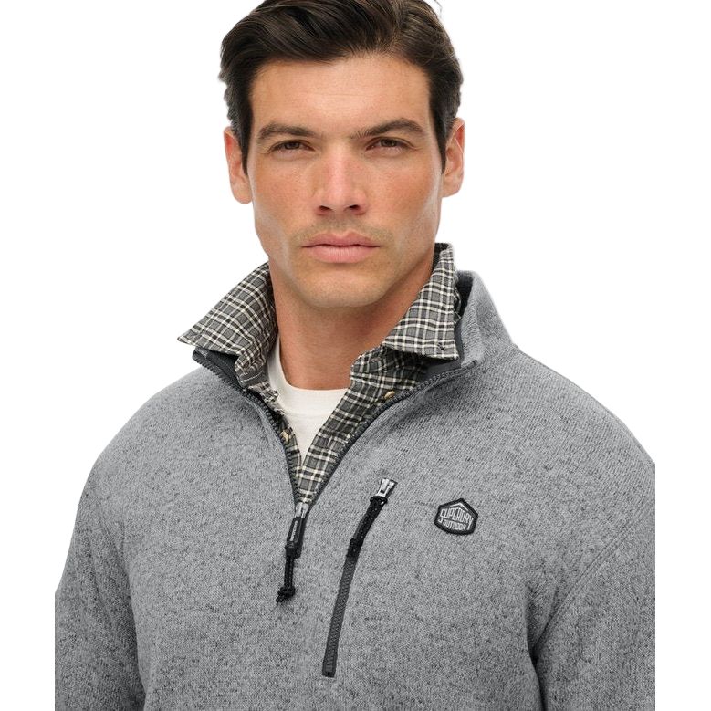 Superdry Mens Half Zip Storm Fleece Storm Light Grey