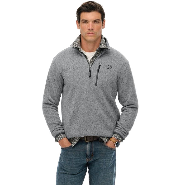 Superdry Mens Half Zip Storm Fleece Storm Light Grey