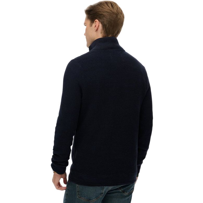 Superdry Mens Half Zip Cotton Texture Eclipse Navy Twist