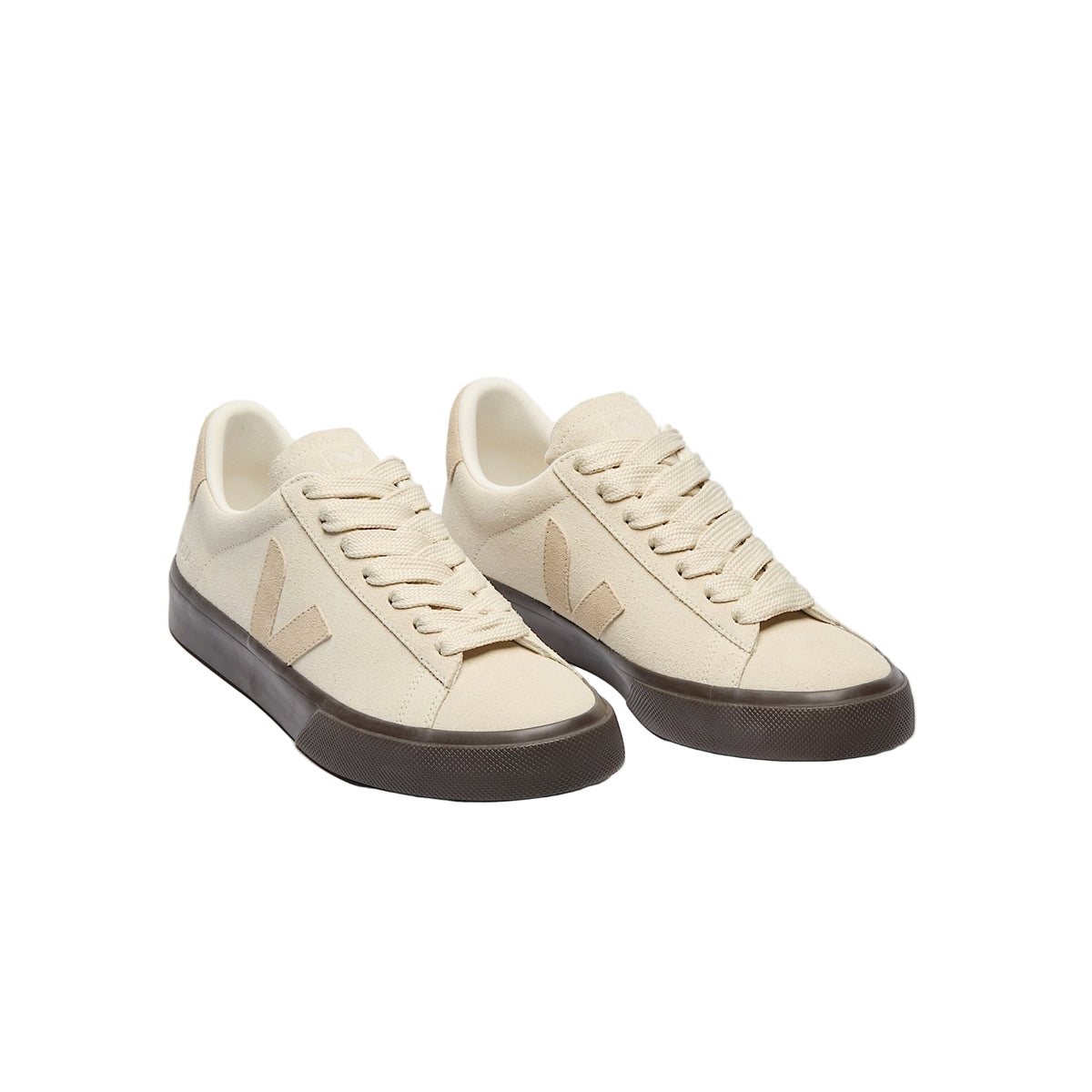 Veja women's cream suede lace-up trainer