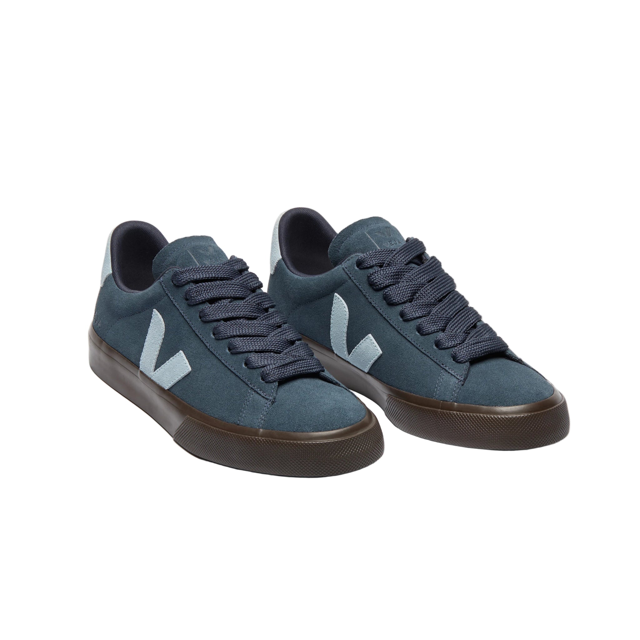 Veja women's blue leather lace-up trainer