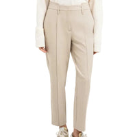 YAYA Womens Woven Straight Leg Trousers Oxford Tan Melange
