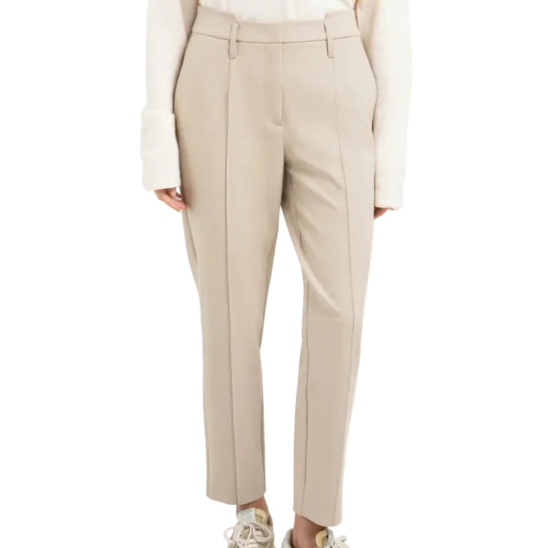 YAYA Womens Woven Straight Leg Trousers Oxford Tan Melange