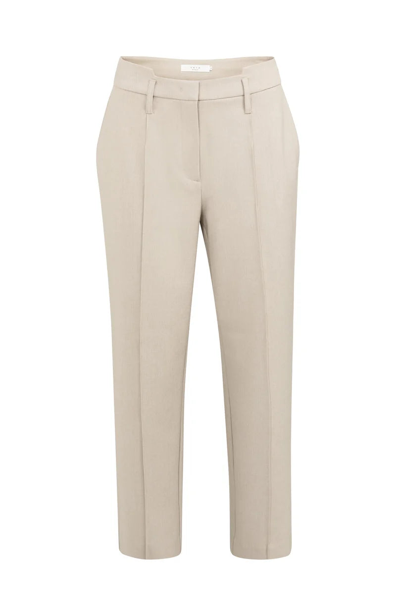 YAYA Womens Woven Straight Leg Trousers Oxford Tan Melange
