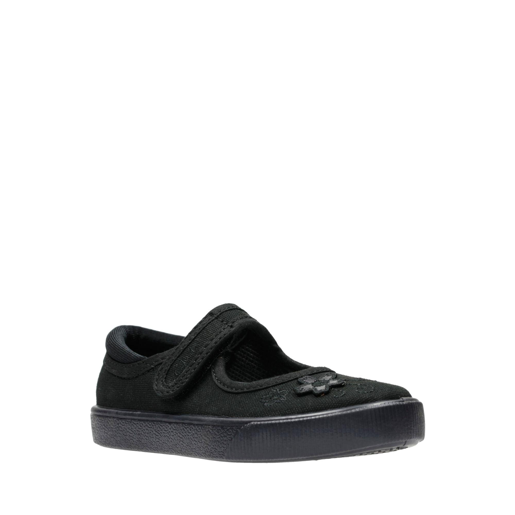 Clarks Girls Plimsole Hopper Go Black Fabric - Donaghys