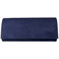 Emis women's navy suede clutch bag with detachable gold chain