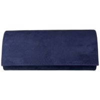 Emis women's navy suede clutch bag with detachable gold chain