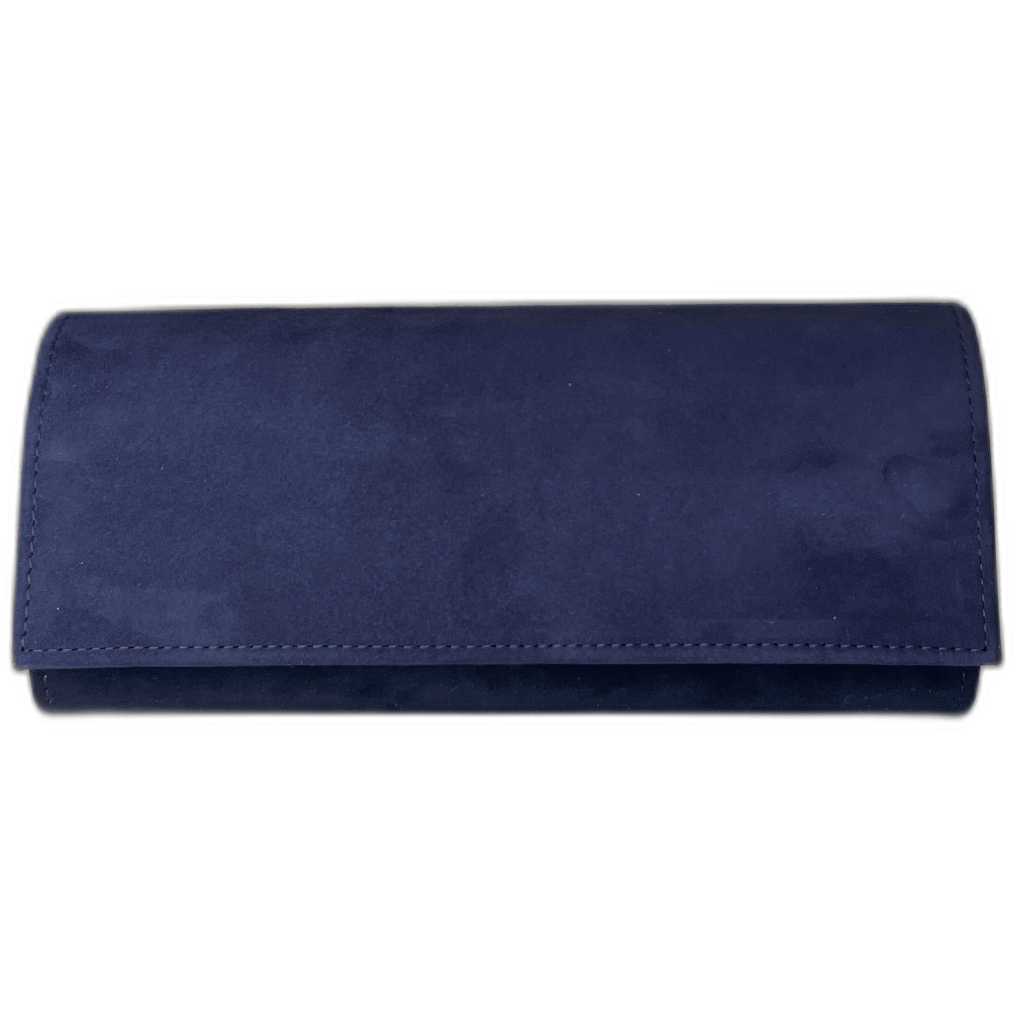 Emis women's navy suede clutch bag with detachable gold chain