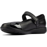 Clarks Girls School Shoe Etch Beam K Black Leather - Donaghys
