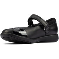 Clarks Girls School Shoe Etch Beam K Black Leather - Donaghys