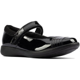Clarks Girls School Shoe Etch Beam K Black Patent - Donaghys