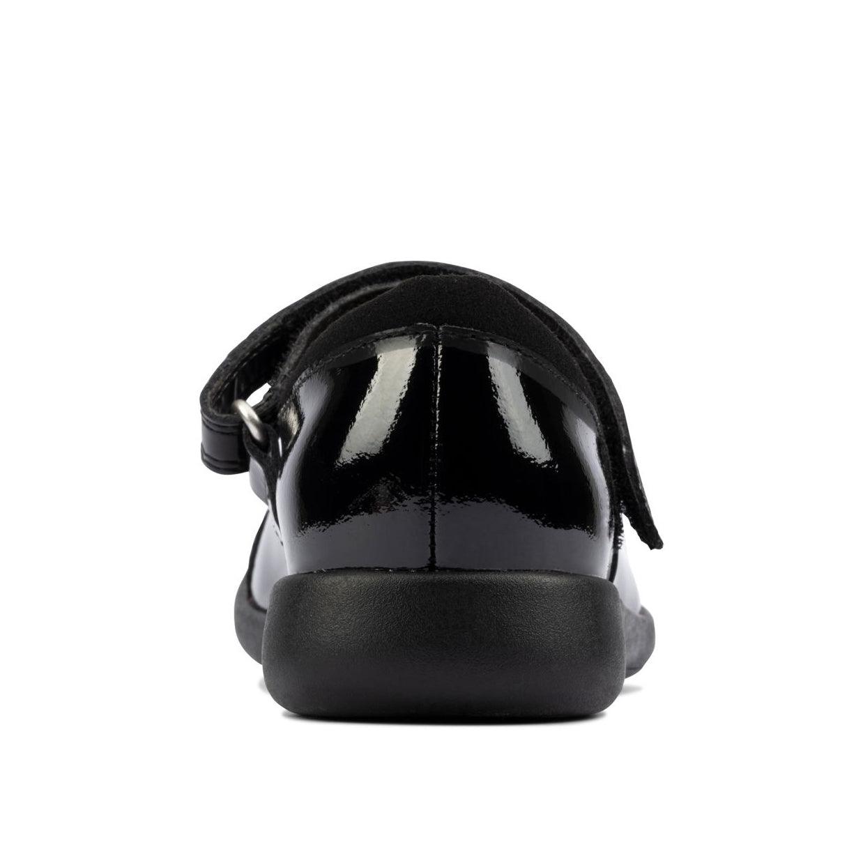 Clarks Girls School Shoe Etch Beam K Black Patent - Donaghys