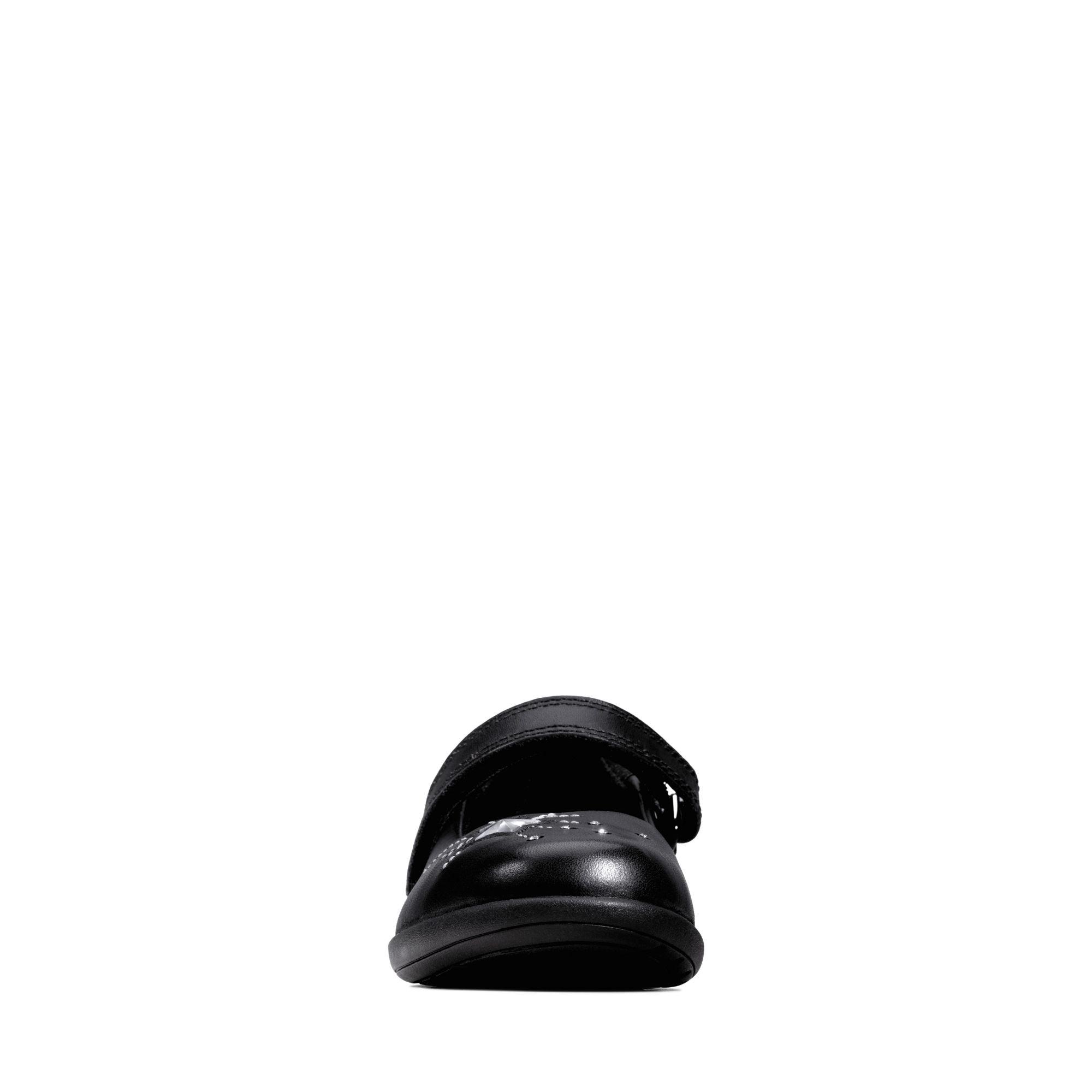 Clarks Girls School Shoe Etch Spark T Black Leather - Donaghys