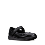 Clarks Girls School Shoe Etch Spark T Black Leather - Donaghys