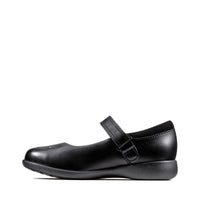Clarks Girls School Shoe Etch Spark T Black Leather - Donaghys