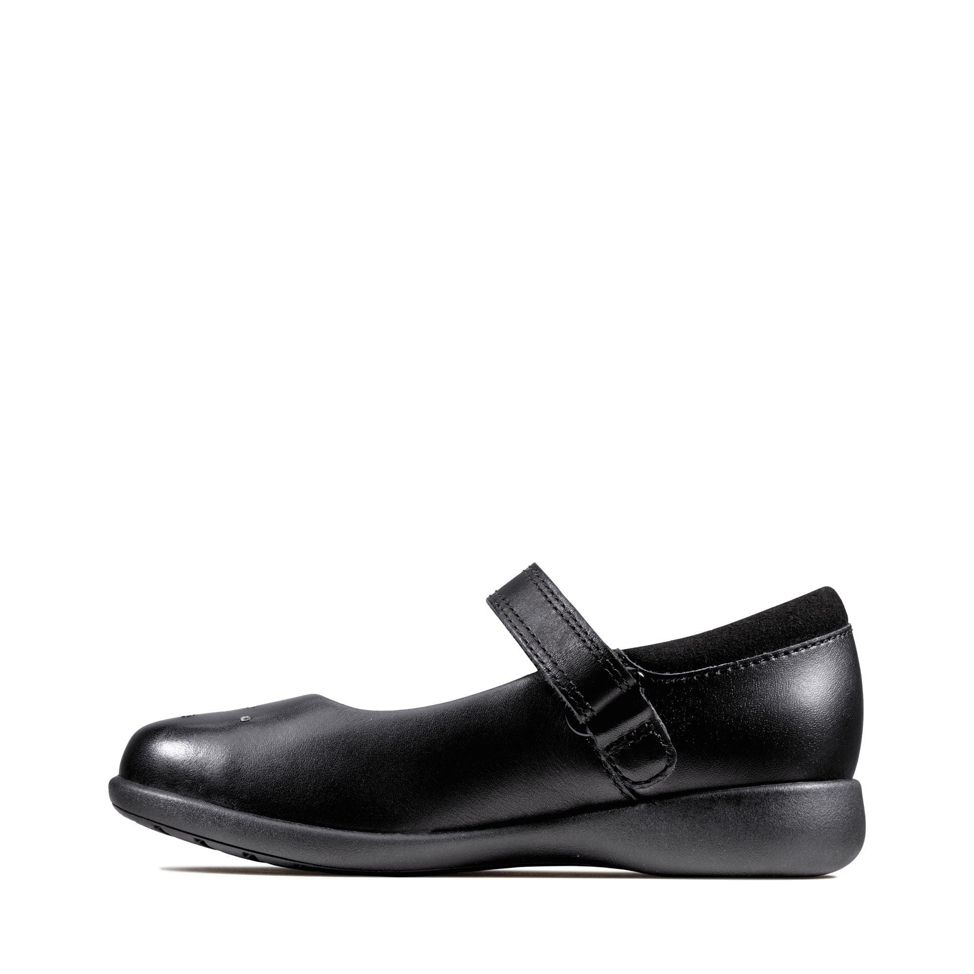 Clarks Girls School Shoe Etch Spark T Black Leather - Donaghys