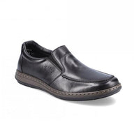 Rieker 17370 men's black leather slip-on smart shoe, wide fit