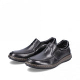 Rieker 17370 men's black leather slip-on smart shoe, wide fit