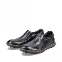 Rieker 17370 men's black leather slip-on smart shoe, wide fit