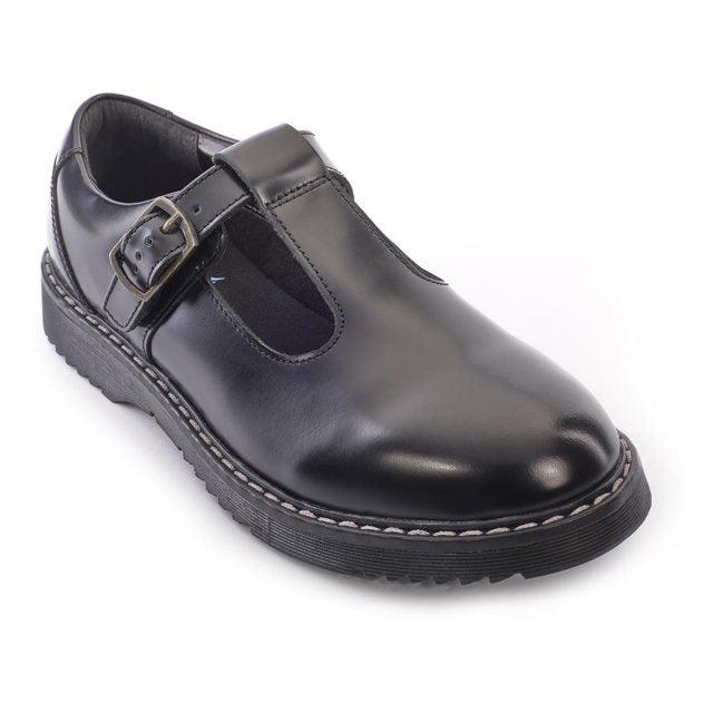 Angry Angels Girls Shoe Envisage Black Leather - Donaghys
